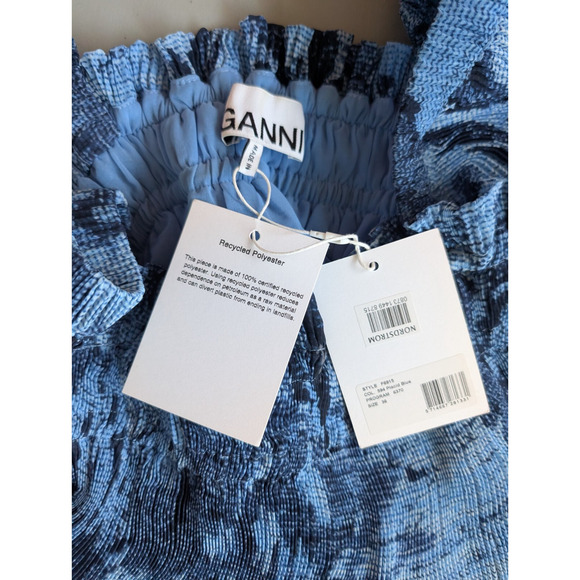 NWT Ganni Georgette Blue Tiered Midi Dress Size 36 US 4 Blue #1E452 - Picture 8 of 11